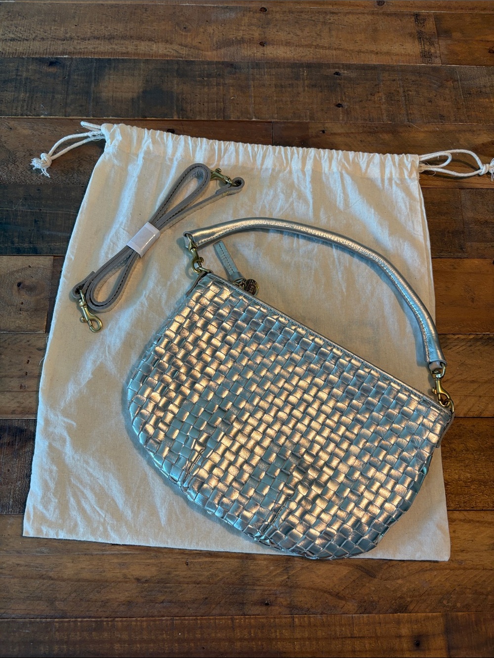 Clare V petite moyen woven silver bag - Picture 2 of 8